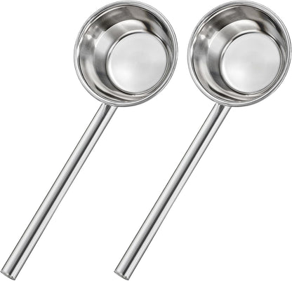 2 Pack Stainless Steel Water Ladle, 13.5" Metal Long Handle Water Dipper for Bath Rinse, Hair Washing Spoon Garden Watering Scoop for Bathroom Kitchen
