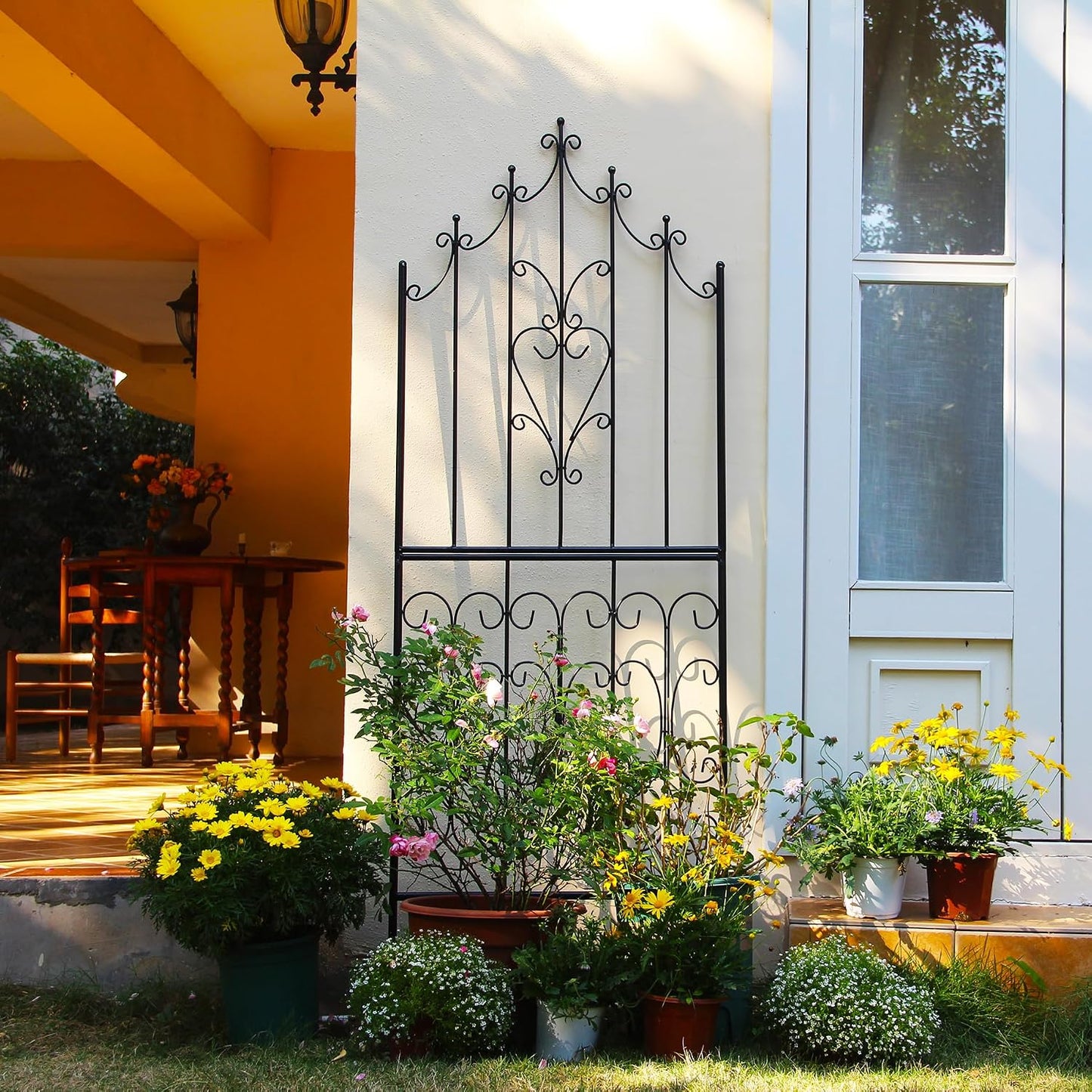 Garden Trellis for Climbing Plants 70.8" H x 25.6" W Metal Premium Quality Material Rust-Resistant Climbing Frame Stylish Garden Addition Outdoor Roses Vine Ivy Clematis Trellises Black