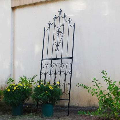 Garden Trellis for Climbing Plants 70.8" H x 25.6" W Metal Premium Quality Material Rust-Resistant Climbing Frame Stylish Garden Addition Outdoor Roses Vine Ivy Clematis Trellises Black