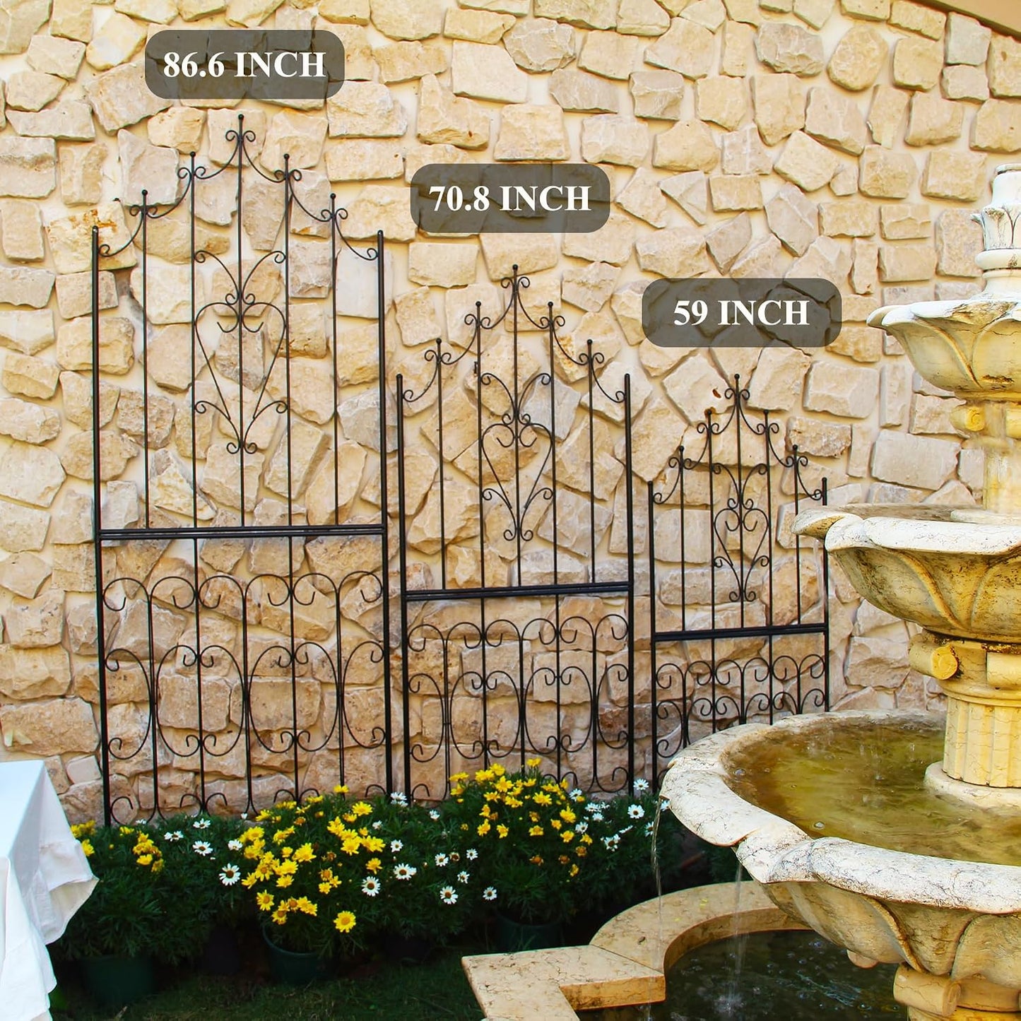 Garden Trellis for Climbing Plants 70.8" H x 25.6" W Metal Premium Quality Material Rust-Resistant Climbing Frame Stylish Garden Addition Outdoor Roses Vine Ivy Clematis Trellises Black