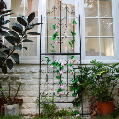 Garden Trellis for Climbing Plants 70.8" H x 25.6" W Metal Premium Quality Material Rust-Resistant Climbing Frame Stylish Garden Addition Outdoor Roses Vine Ivy Clematis Trellises Black