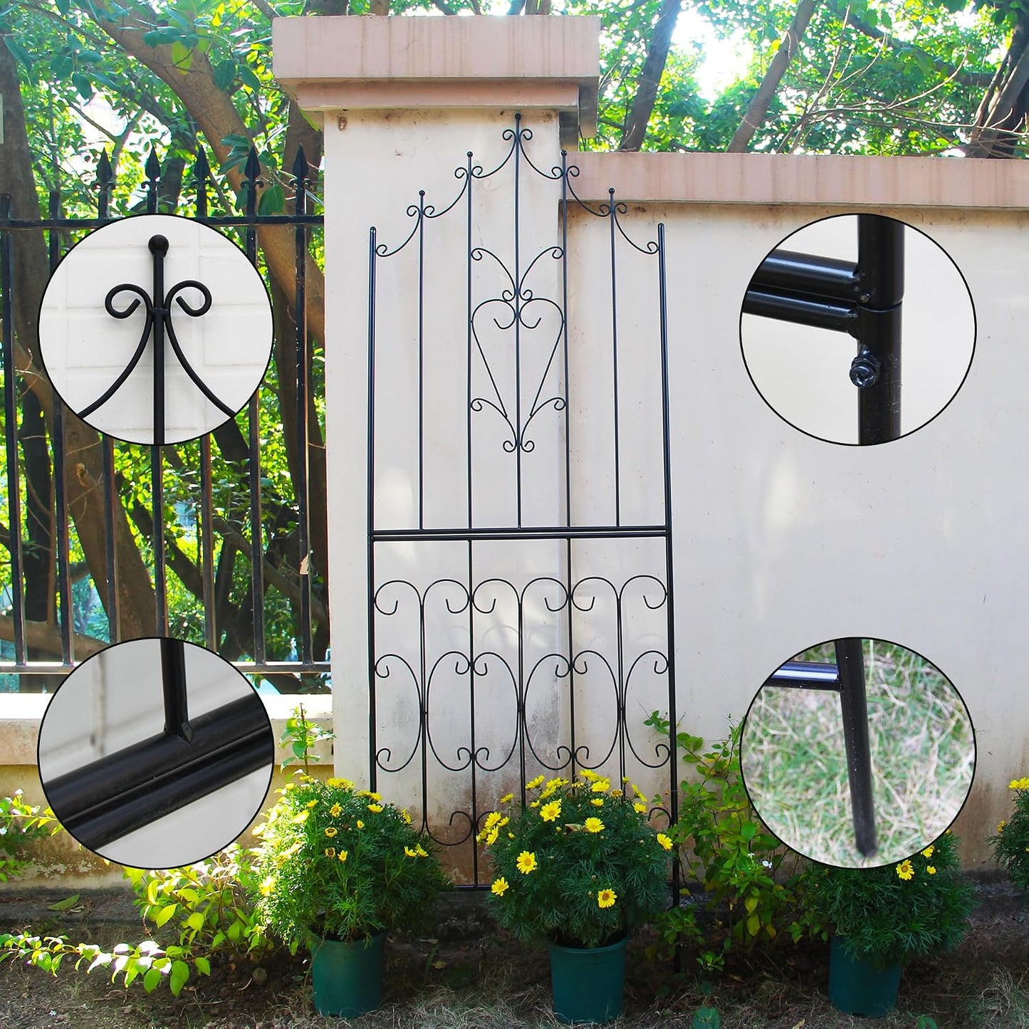 Garden Trellis for Climbing Plants 70.8" H x 25.6" W Metal Premium Quality Material Rust-Resistant Climbing Frame Stylish Garden Addition Outdoor Roses Vine Ivy Clematis Trellises Black