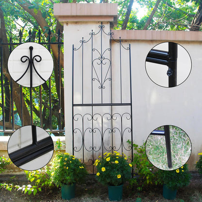 Garden Trellis for Climbing Plants 70.8" H x 25.6" W Metal Premium Quality Material Rust-Resistant Climbing Frame Stylish Garden Addition Outdoor Roses Vine Ivy Clematis Trellises Black