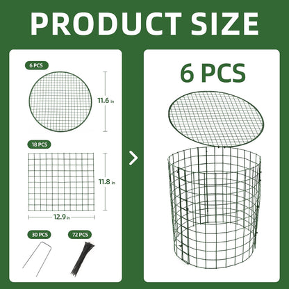 4 Sets of DIY Metal Plant Protectors from Deer, Garden Fencing Animal Barrier Size 11.8 * 12.9 inches, Mesh Plant Cage Chicken Wire Cloche for Plants with Stakes and Nylon Cables