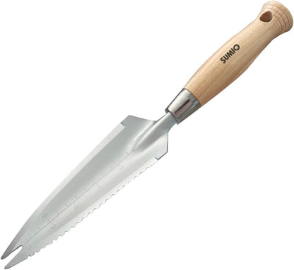13.3" Alloy Steel Garden Trowel with Forked Tip and Depth Markings, Weeding Knife for Root Cutting, Transplanting, Digging, and Slit Weeding
