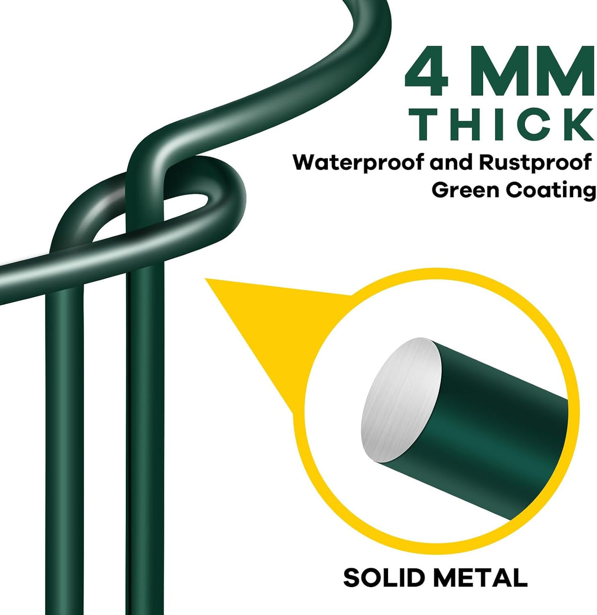 12 Pack Plant Support Stakes, 10" Wide x 16" High Half Round Metal Peony Cages and Support, Green Garden Plant Stake Plant Support Ring Border for Peony Tomato, Hydrangea, Flower Indoor Outdoor
