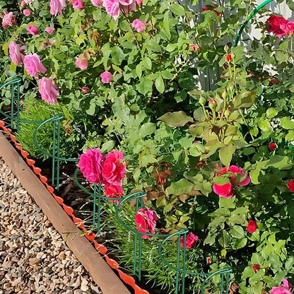 12 Pack Plant Support Stakes, 10" Wide x 16" High Half Round Metal Peony Cages and Support, Green Garden Plant Stake Plant Support Ring Border for Peony Tomato, Hydrangea, Flower Indoor Outdoor