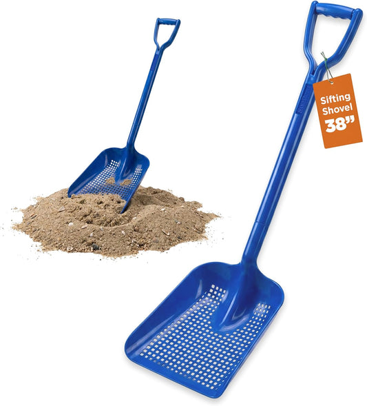 Sand Sifter for the Beach - Sifting Shovel for Shells, Shark Teeth & Sea Glass, Durable Plastic Scoop for Beachcombing and Treasure Hunting, Shell Scooper for Beach