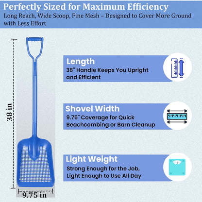 Sand Sifter for the Beach - Sifting Shovel for Shells, Shark Teeth & Sea Glass, Durable Plastic Scoop for Beachcombing and Treasure Hunting, Shell Scooper for Beach