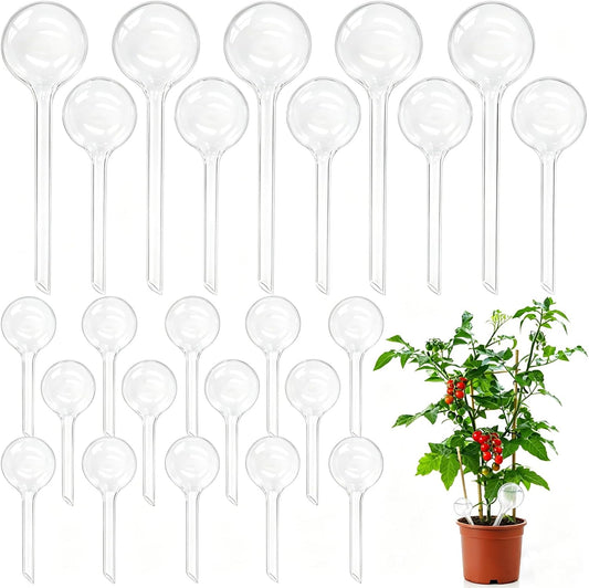 Pynqdfu 24 Pcs ,Clear Plastic Self-Watering Bulbs,Garden Automatic Watering Globes for Plant,Indoor,Outdoor,Graden,Flowers(Large,Medium,Small)
