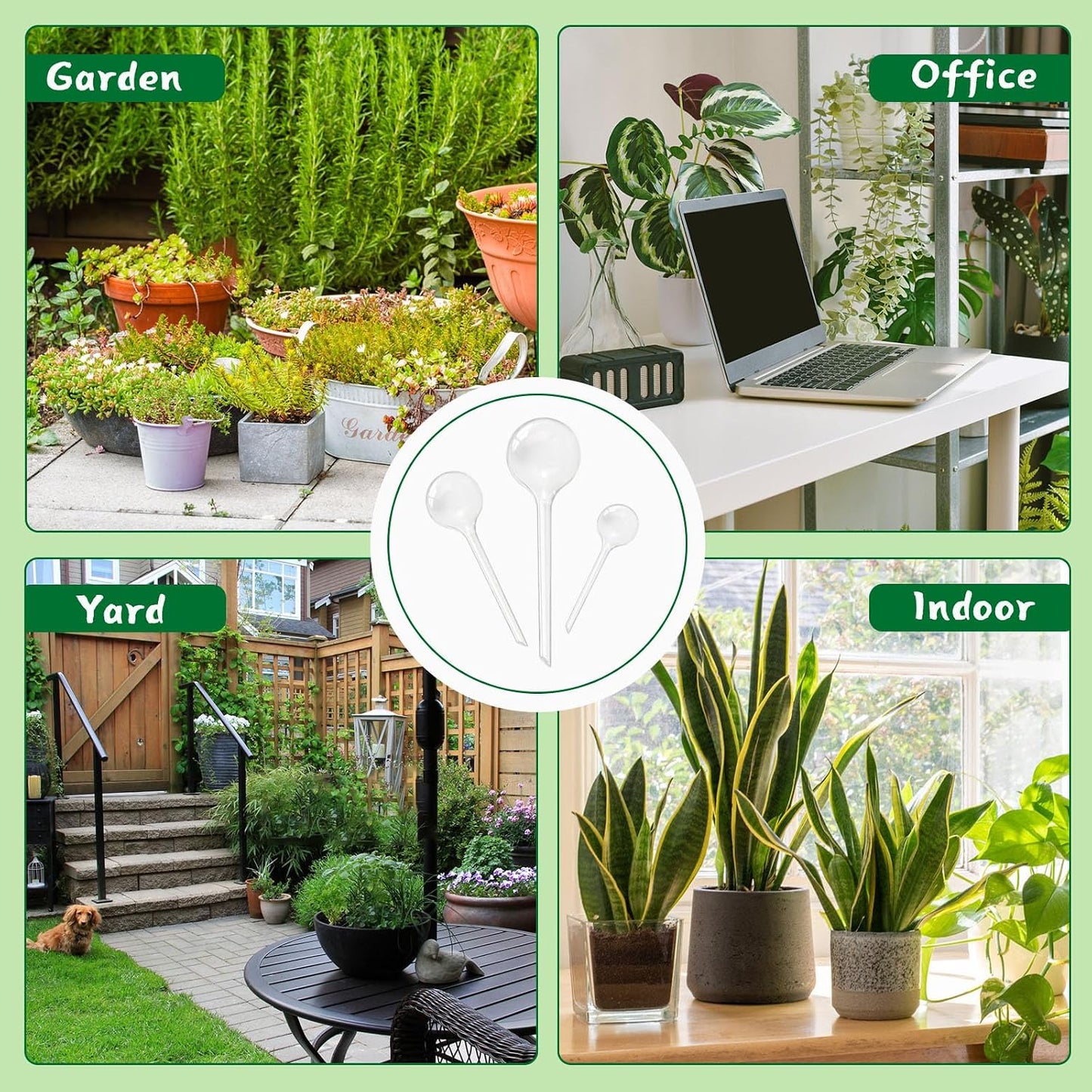 Pynqdfu 24 Pcs ,Clear Plastic Self-Watering Bulbs,Garden Automatic Watering Globes for Plant,Indoor,Outdoor,Graden,Flowers(Large,Medium,Small)