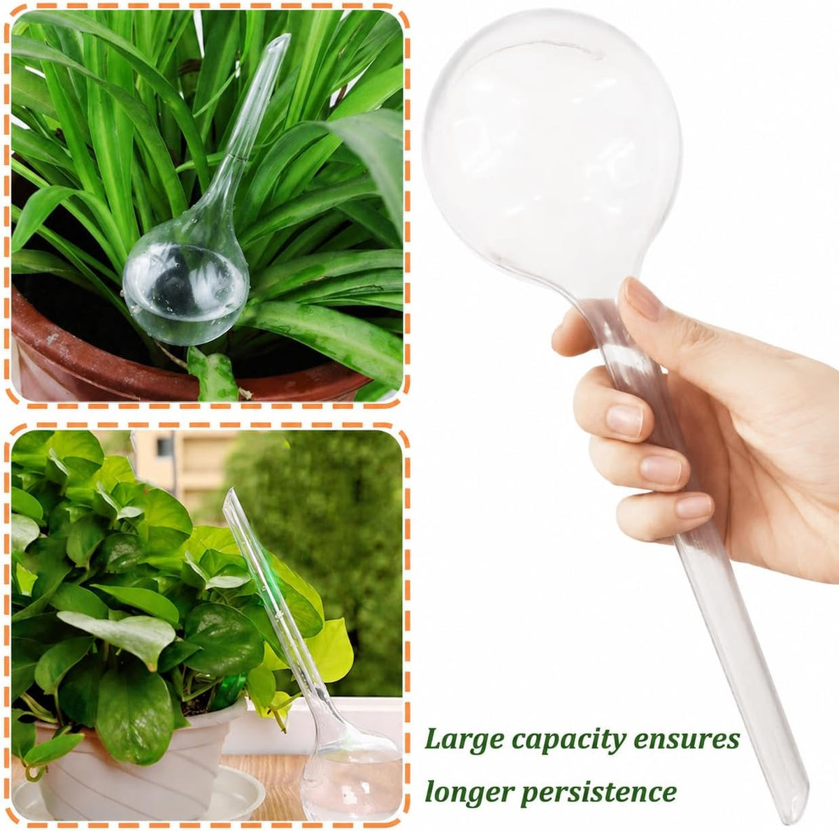 Pynqdfu 24 Pcs ,Clear Plastic Self-Watering Bulbs,Garden Automatic Watering Globes for Plant,Indoor,Outdoor,Graden,Flowers(Large,Medium,Small)