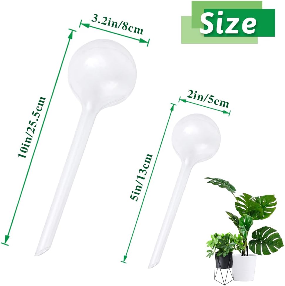 Pynqdfu 24 Pcs ,Clear Plastic Self-Watering Bulbs,Garden Automatic Watering Globes for Plant,Indoor,Outdoor,Graden,Flowers(Large,Medium,Small)