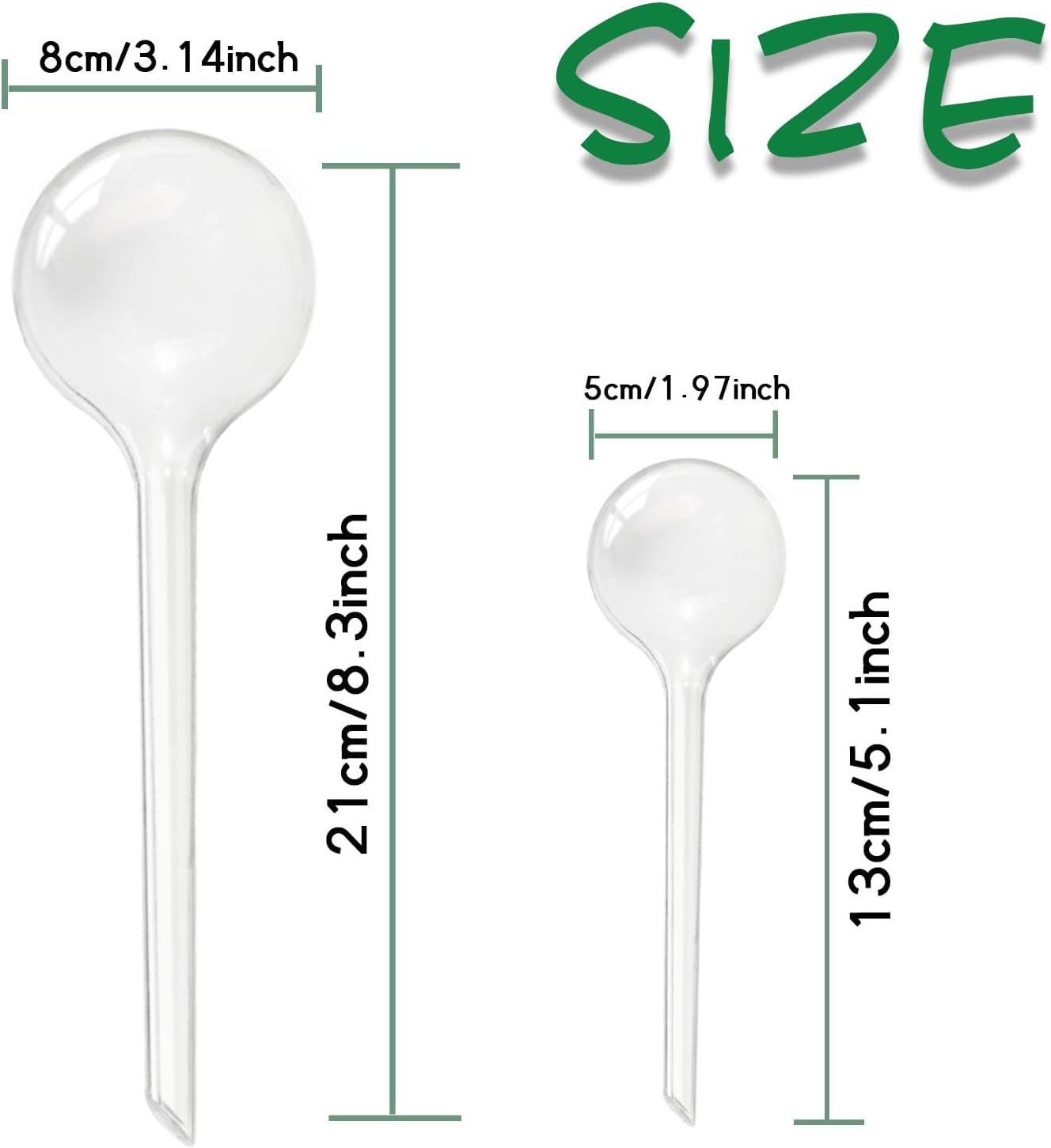 Pynqdfu 24 Pcs ,Clear Plastic Self-Watering Bulbs,Garden Automatic Watering Globes for Plant,Indoor,Outdoor,Graden,Flowers(Large,Medium,Small)