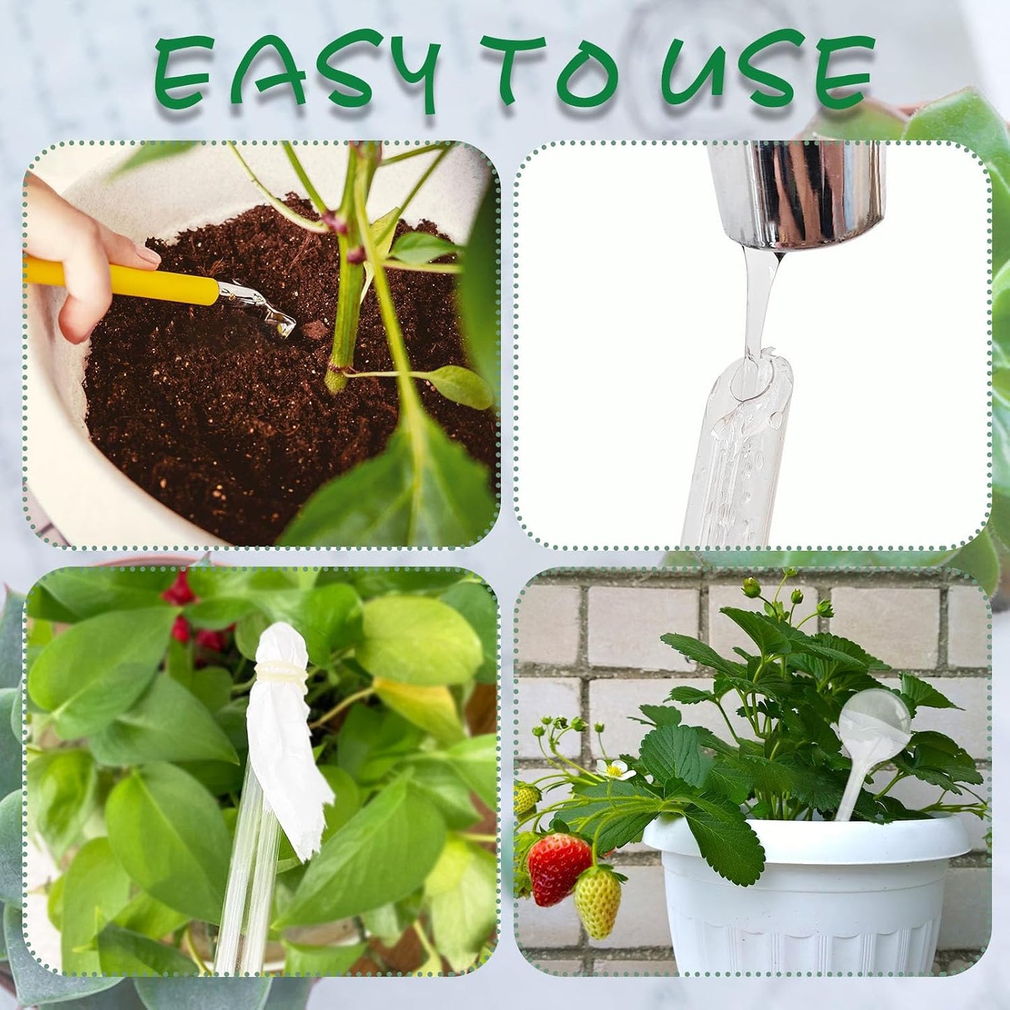 Pynqdfu 24 Pcs ,Clear Plastic Self-Watering Bulbs,Garden Automatic Watering Globes for Plant,Indoor,Outdoor,Graden,Flowers(Large,Medium,Small)