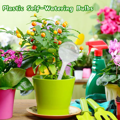 Pynqdfu 24 Pcs ,Clear Plastic Self-Watering Bulbs,Garden Automatic Watering Globes for Plant,Indoor,Outdoor,Graden,Flowers(Large,Medium,Small)