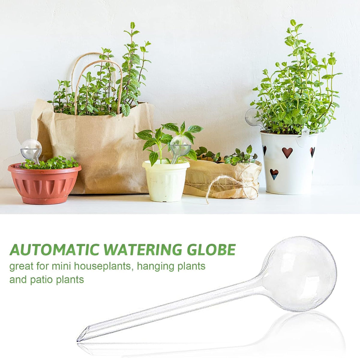 Pynqdfu 24 Pcs ,Clear Plastic Self-Watering Bulbs,Garden Automatic Watering Globes for Plant,Indoor,Outdoor,Graden,Flowers(Large,Medium,Small)