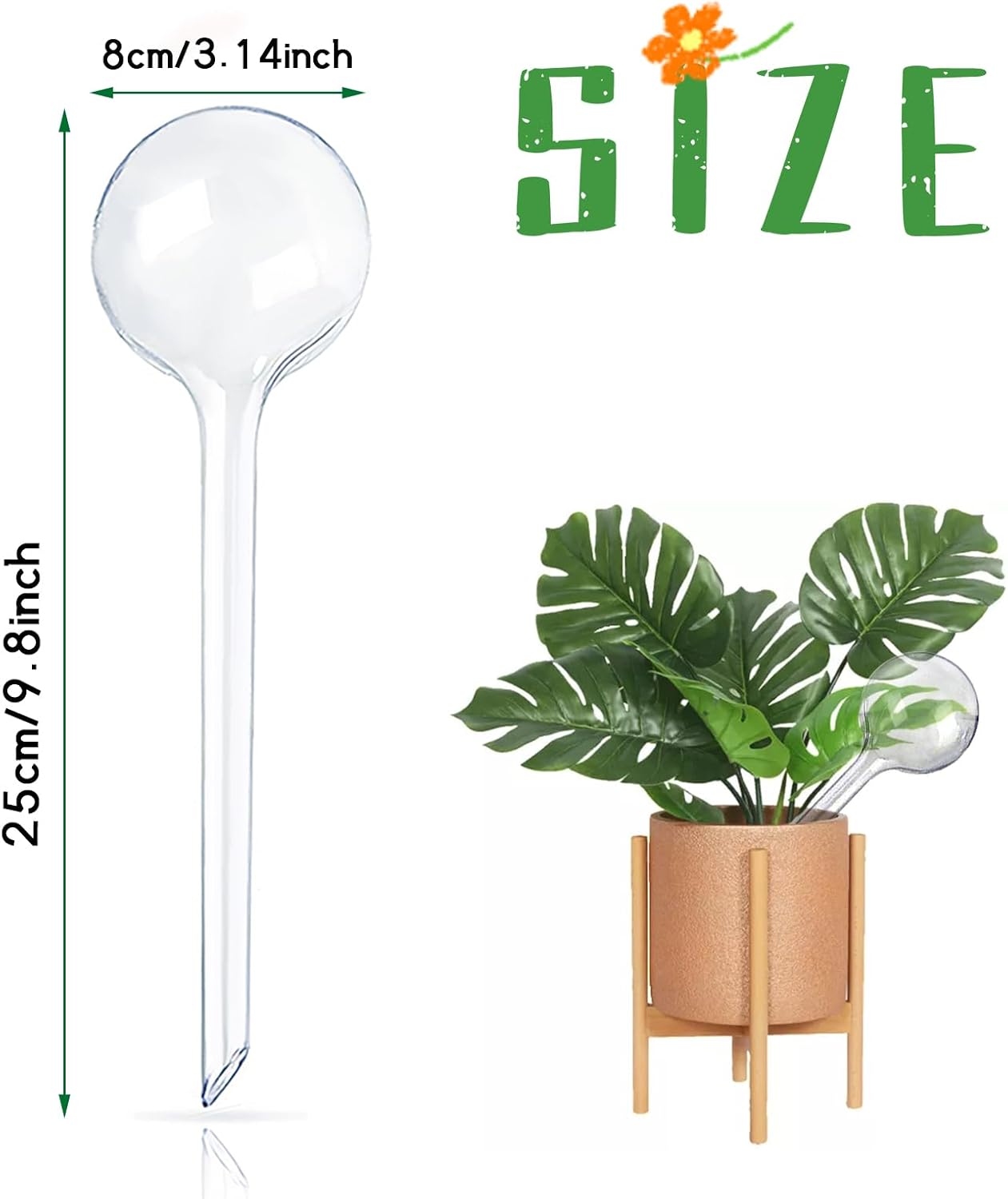 Pynqdfu 24 Pcs ,Clear Plastic Self-Watering Bulbs,Garden Automatic Watering Globes for Plant,Indoor,Outdoor,Graden,Flowers(Large,Medium,Small)