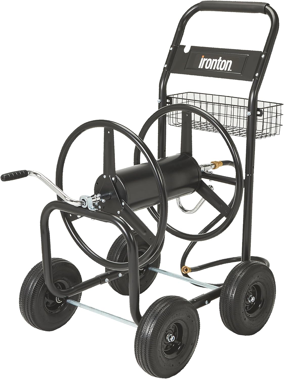 Hose Reel Cart, Holds 300ft. of 5/8in. Hose, 6ft. Leader Hose