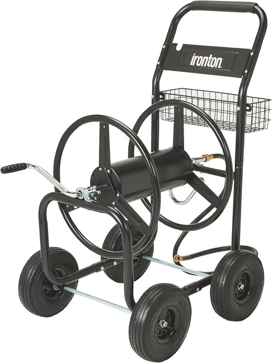 Hose Reel Cart, Holds 300ft. of 5/8in. Hose, 6ft. Leader Hose