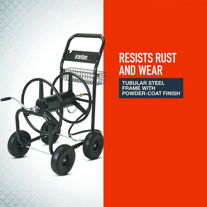 Hose Reel Cart, Holds 300ft. of 5/8in. Hose, 6ft. Leader Hose