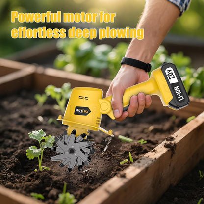 20V Cordless Tiller Cultivator for Gardening, Electric Garden Tiller with Battery & Charger, Garden Rototiller for Lawn Gardening Soil Cultivation, 1 Battery