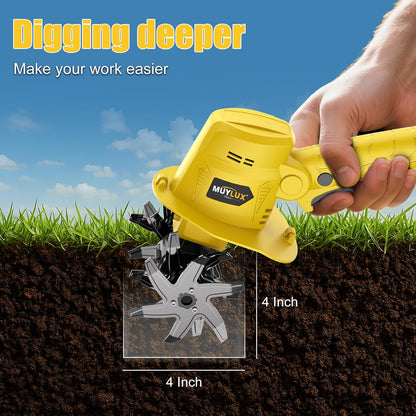20V Cordless Tiller Cultivator for Gardening, Electric Garden Tiller with Battery & Charger, Garden Rototiller for Lawn Gardening Soil Cultivation, 1 Battery