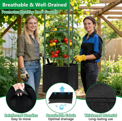 3 Pack 49" Square Tomato Cages, Heavy Duty Steel Garden Trellis Kit