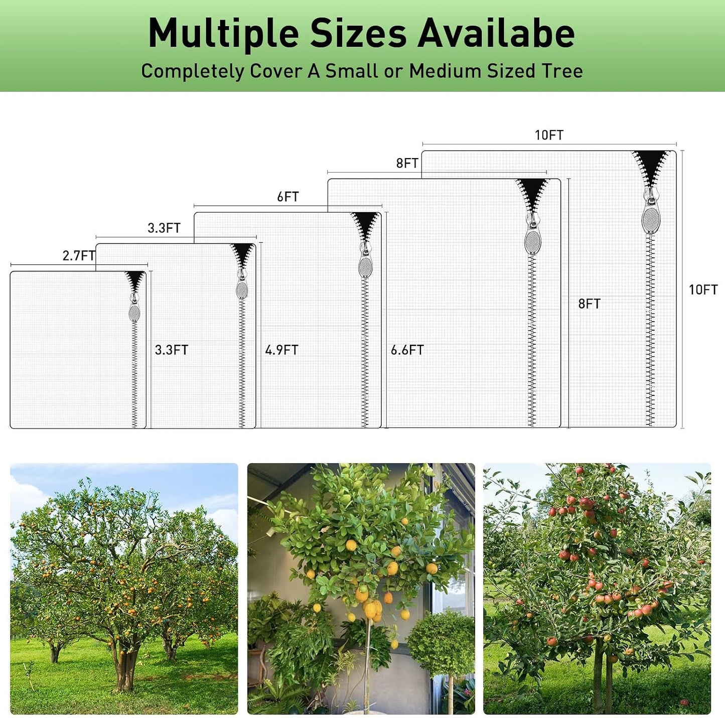 2PCS Large Fruit Tree Netting with Drawstring and Zipper, 6 x 6.6FT Blueberry Bush Netting Cover, Garden Bird Netting Plant Cover for Protect Plant Fruit Flower from Birds, Bugs, Cicadas, Insects