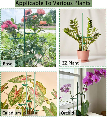 24 Pcs Adjustable Plant Support Stakes Kit for Indoor Plants, 12 Inch Orchid Sticks and Clips Set Bendable Single Stem Support Sticks, Small Plant Stakes for Garden Potted Plants Orchid Rose Peony