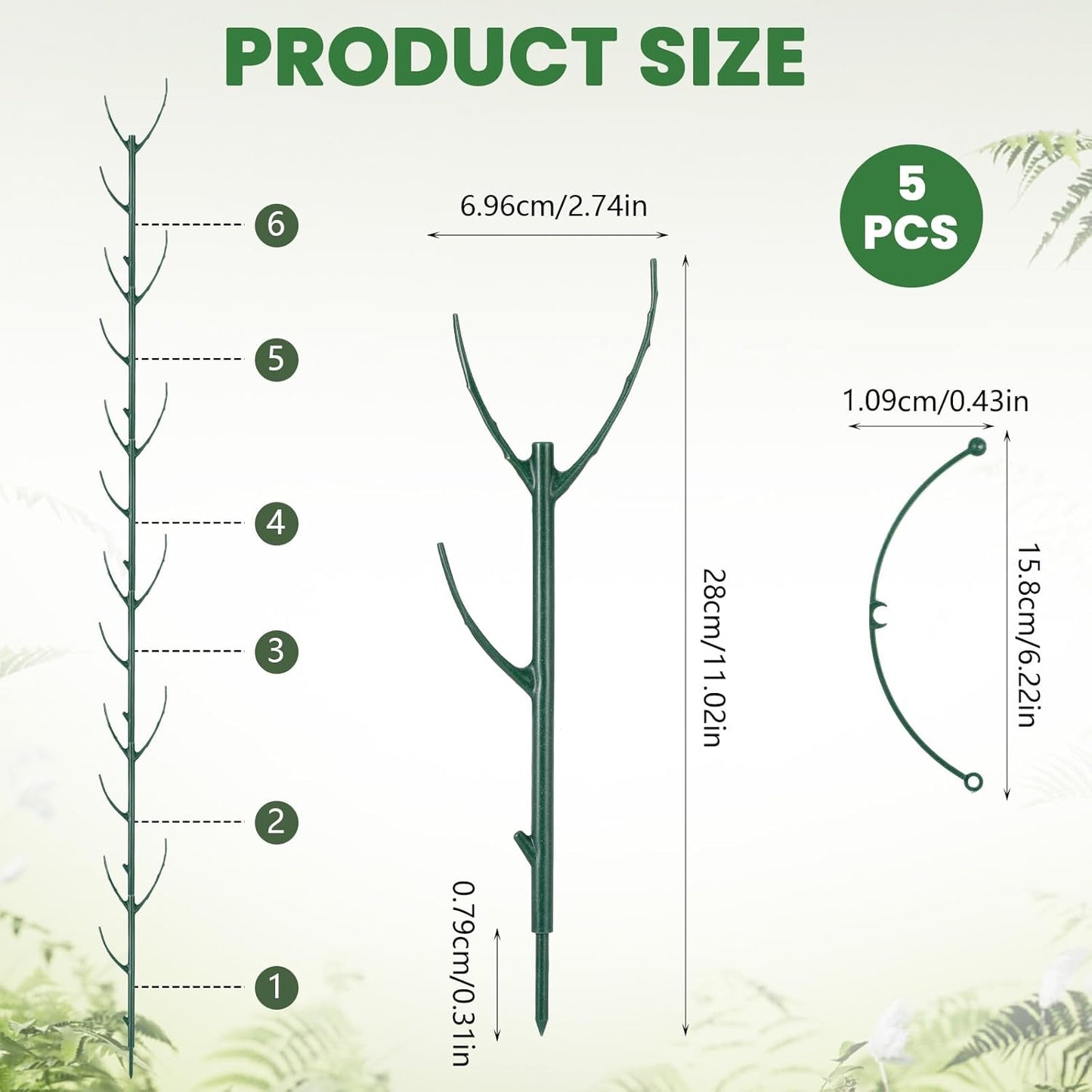 5 Pack Monstera Plants Support Stackable Plant Support Stakes