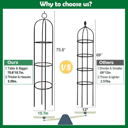 Metal Tower Obelisk Trellis 6.3 Ft Plant Support for Climbing Vines Flowers