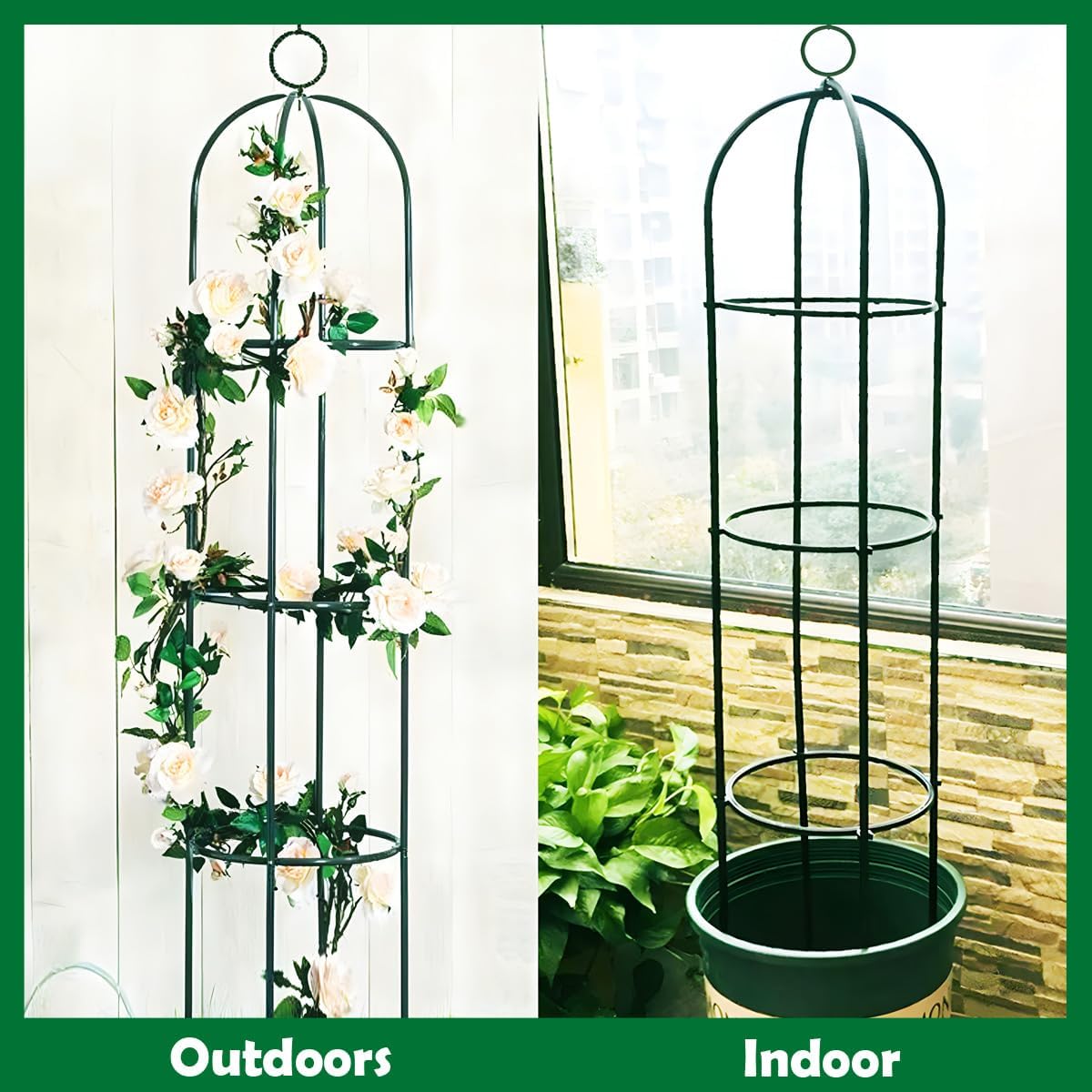 Metal Tower Obelisk Trellis 6.3 Ft Plant Support for Climbing Vines Flowers