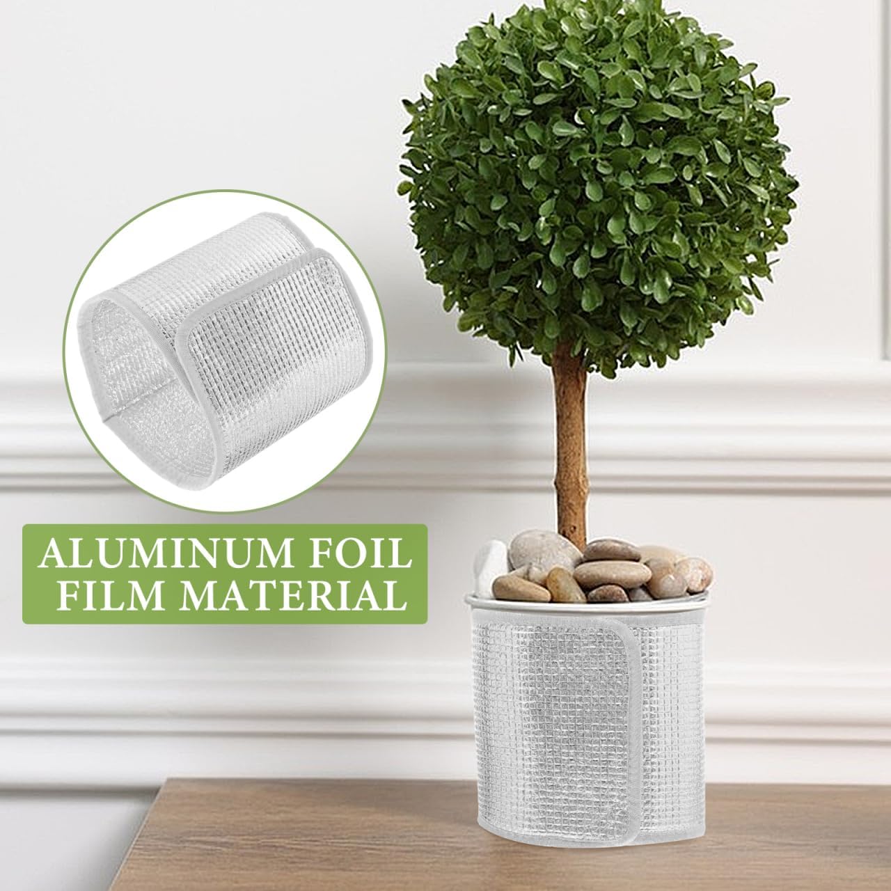 Flower Pot Covers 5-Pack Foil Plant Frost Protection Wrap with Hook and Loop Fastener Double-Sided Thermal Insulation for Outdoor Planters Reusable Winter Pot Cover