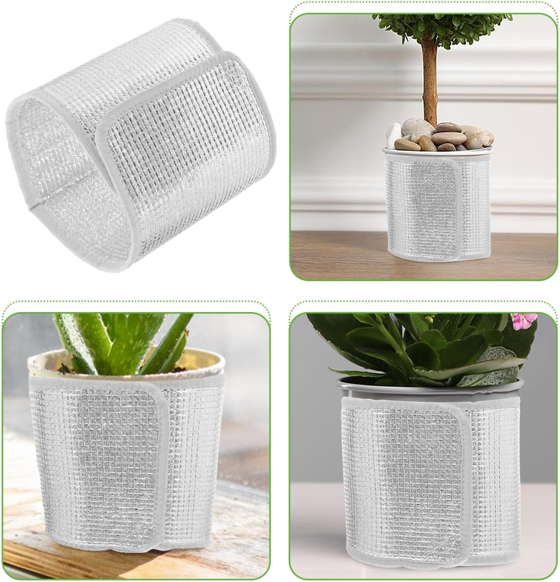 Flower Pot Covers 5-Pack Foil Plant Frost Protection Wrap with Hook and Loop Fastener Double-Sided Thermal Insulation for Outdoor Planters Reusable Winter Pot Cover