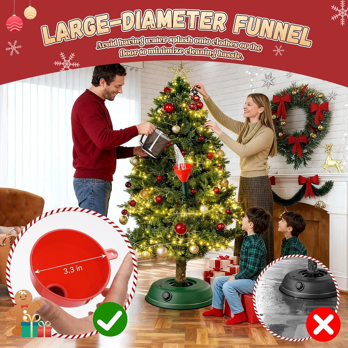 Christmas Tree Watering Funnel Longer Tree Funnel Watering Spout Tree Watering Device Christmas Tree Long Funnel Watering System Xmas Plant Watering Tool for Large Indoor Outdoor Plants (1)