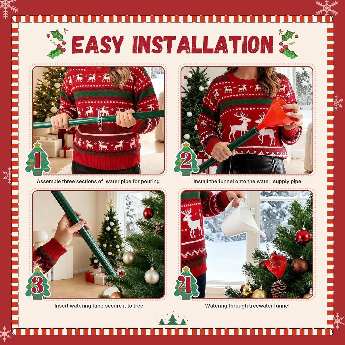 Christmas Tree Watering Funnel Longer Tree Funnel Watering Spout Tree Watering Device Christmas Tree Long Funnel Watering System Xmas Plant Watering Tool for Large Indoor Outdoor Plants (1)