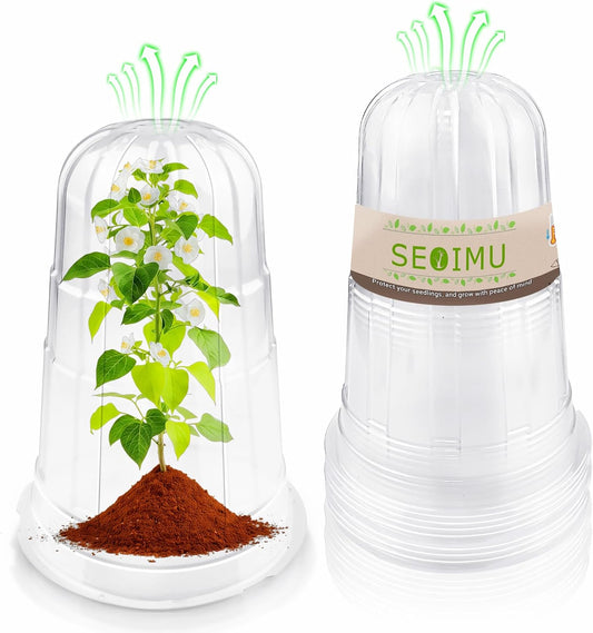 20 Pcs Upgraded Transparent Garden Cloches for Plants, Reusable Plant Covers, Plant Protectors from Animals for Garden Plants, Plant Covers Freeze Protection, Compatible with Slug Collar
