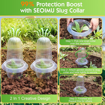 20 Pcs Upgraded Transparent Garden Cloches for Plants, Reusable Plant Covers, Plant Protectors from Animals for Garden Plants, Plant Covers Freeze Protection, Compatible with Slug Collar