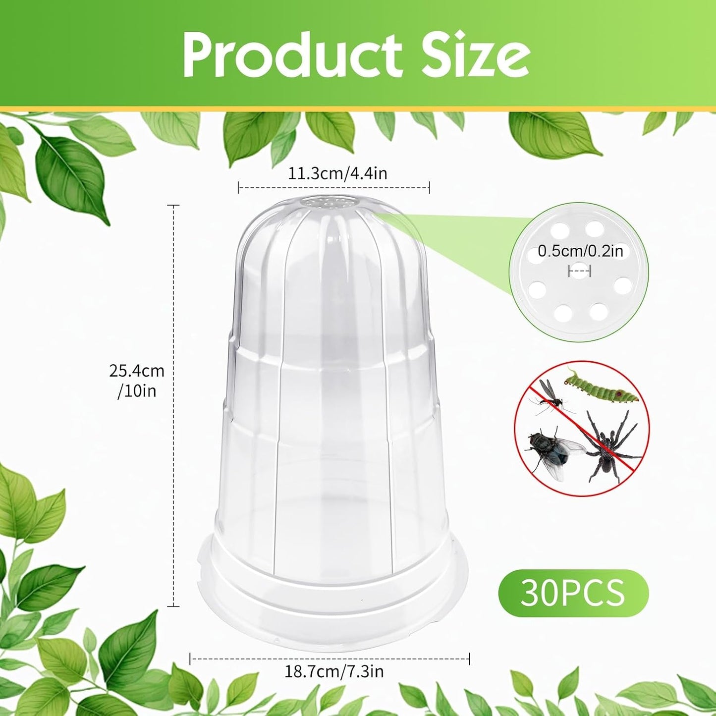 20 Pcs Upgraded Transparent Garden Cloches for Plants, Reusable Plant Covers, Plant Protectors from Animals for Garden Plants, Plant Covers Freeze Protection, Compatible with Slug Collar