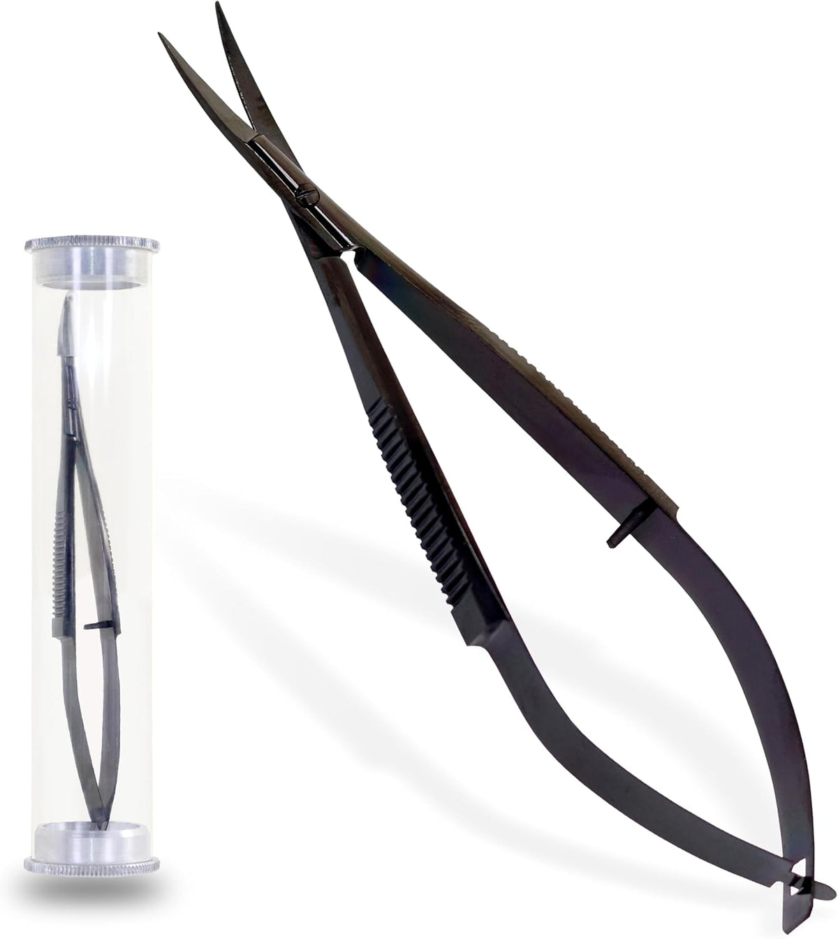 GLORY 4.5 Inch Curved Spring Scissors, Professional Stainless Steel Micro Tip Embroidery Scissors, Sharp Squeeze Snips for Sewing, Applique, Arts & Crafts, Precision Eyebrow (Silver)