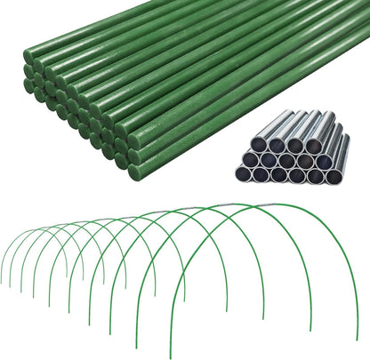 Garden Greenhouse Hoops Kit 15 Sets -2-Section Design, 8ft Grow Tunnels Poles Plant Raised Beds, 30 Pcs 4ft Solid Fiberglass Support Stakes 15 Metal Connectors -Quick Assembly No Loose Parts (Black)