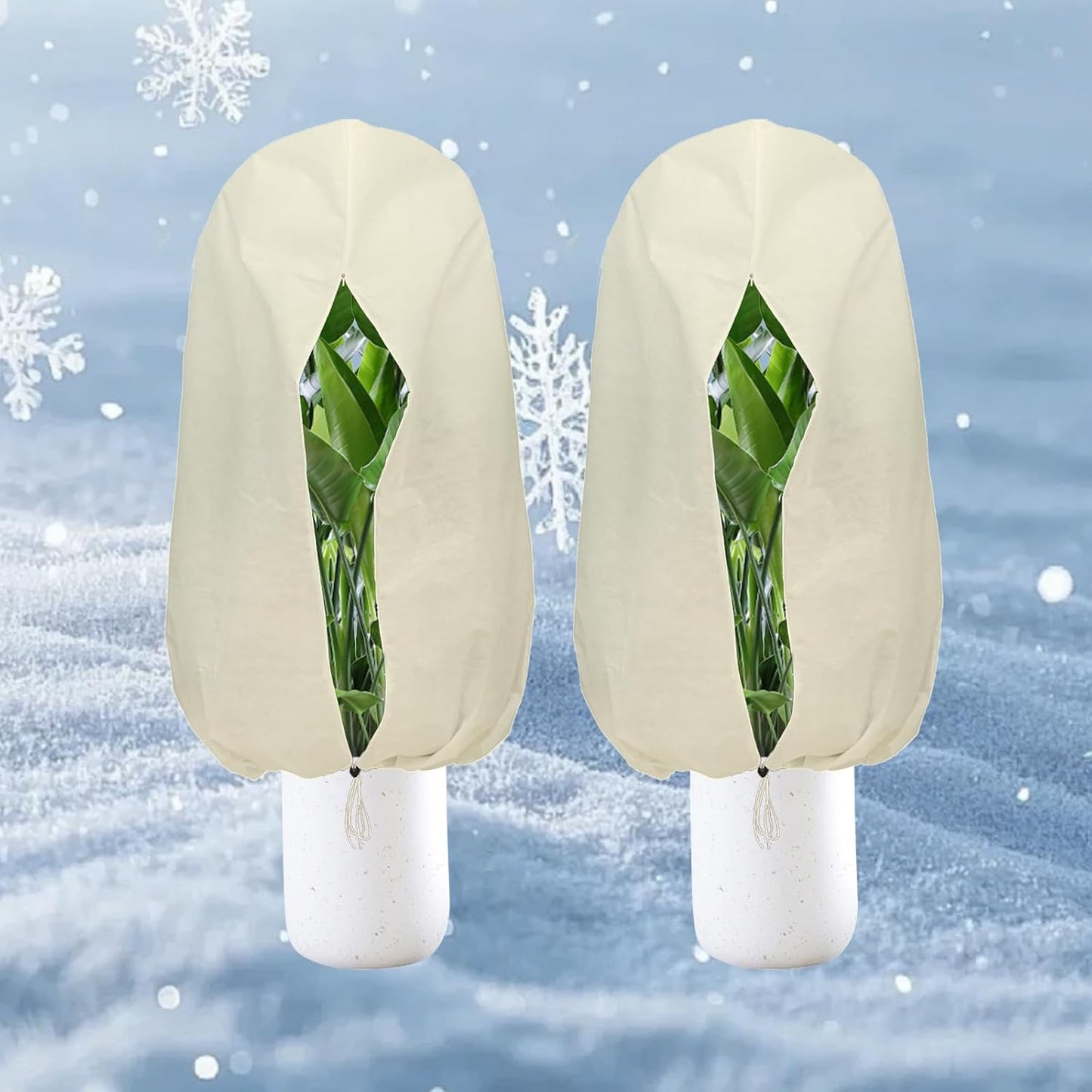 Plant Covers Freeze Protection – 2 Packs 47.2" x 70.8" Thickened Plant Frost Protection Covers, Heavy Duty Winter Plant Covers with Zipper & Drawstring, Reliable Freeze Protection for Outdoor Plants