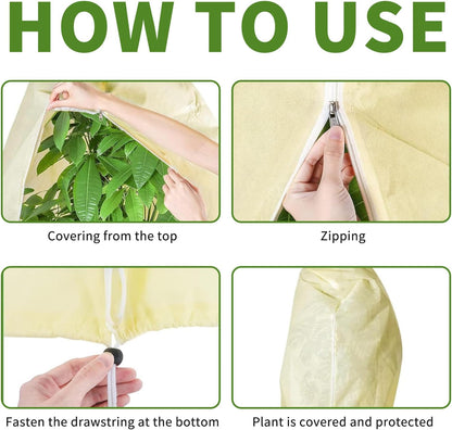 Plant Covers Freeze Protection – 2 Packs 47.2" x 70.8" Thickened Plant Frost Protection Covers, Heavy Duty Winter Plant Covers with Zipper & Drawstring, Reliable Freeze Protection for Outdoor Plants