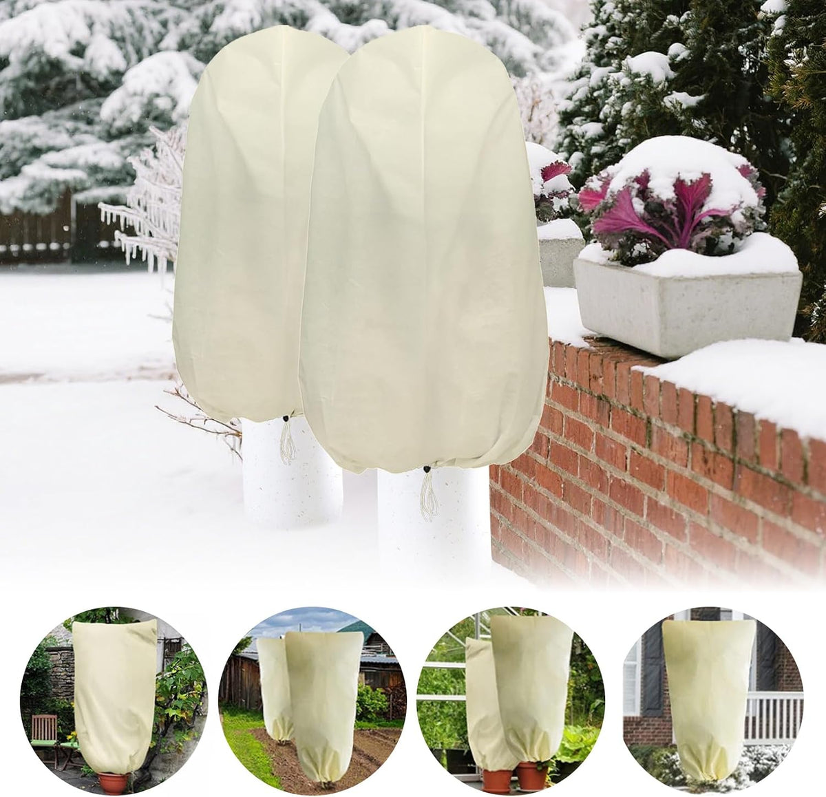 Plant Covers Freeze Protection – 2 Packs 47.2" x 70.8" Thickened Plant Frost Protection Covers, Heavy Duty Winter Plant Covers with Zipper & Drawstring, Reliable Freeze Protection for Outdoor Plants