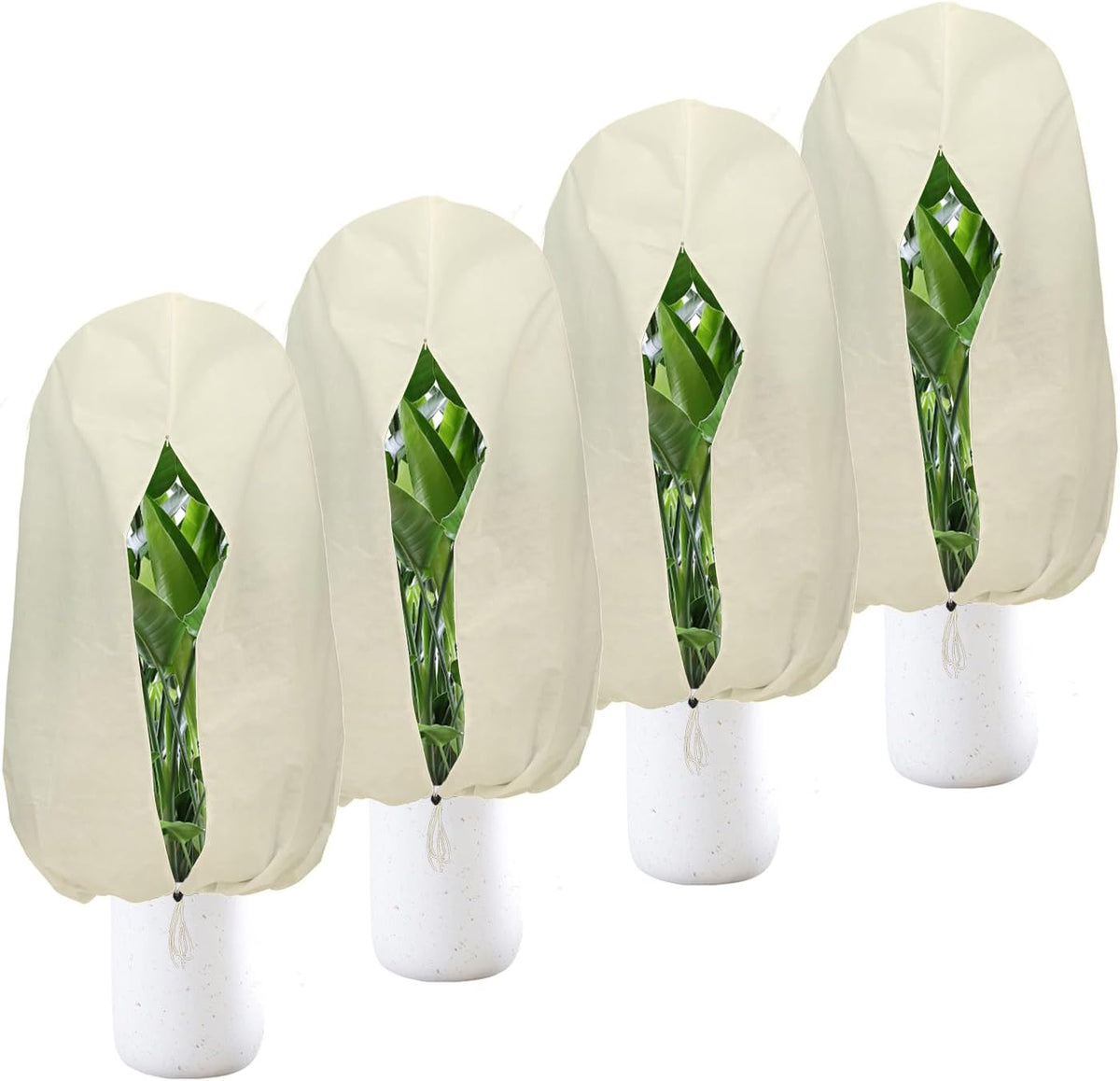 Plant Covers Freeze Protection – 2 Packs 47.2" x 70.8" Thickened Plant Frost Protection Covers, Heavy Duty Winter Plant Covers with Zipper & Drawstring, Reliable Freeze Protection for Outdoor Plants