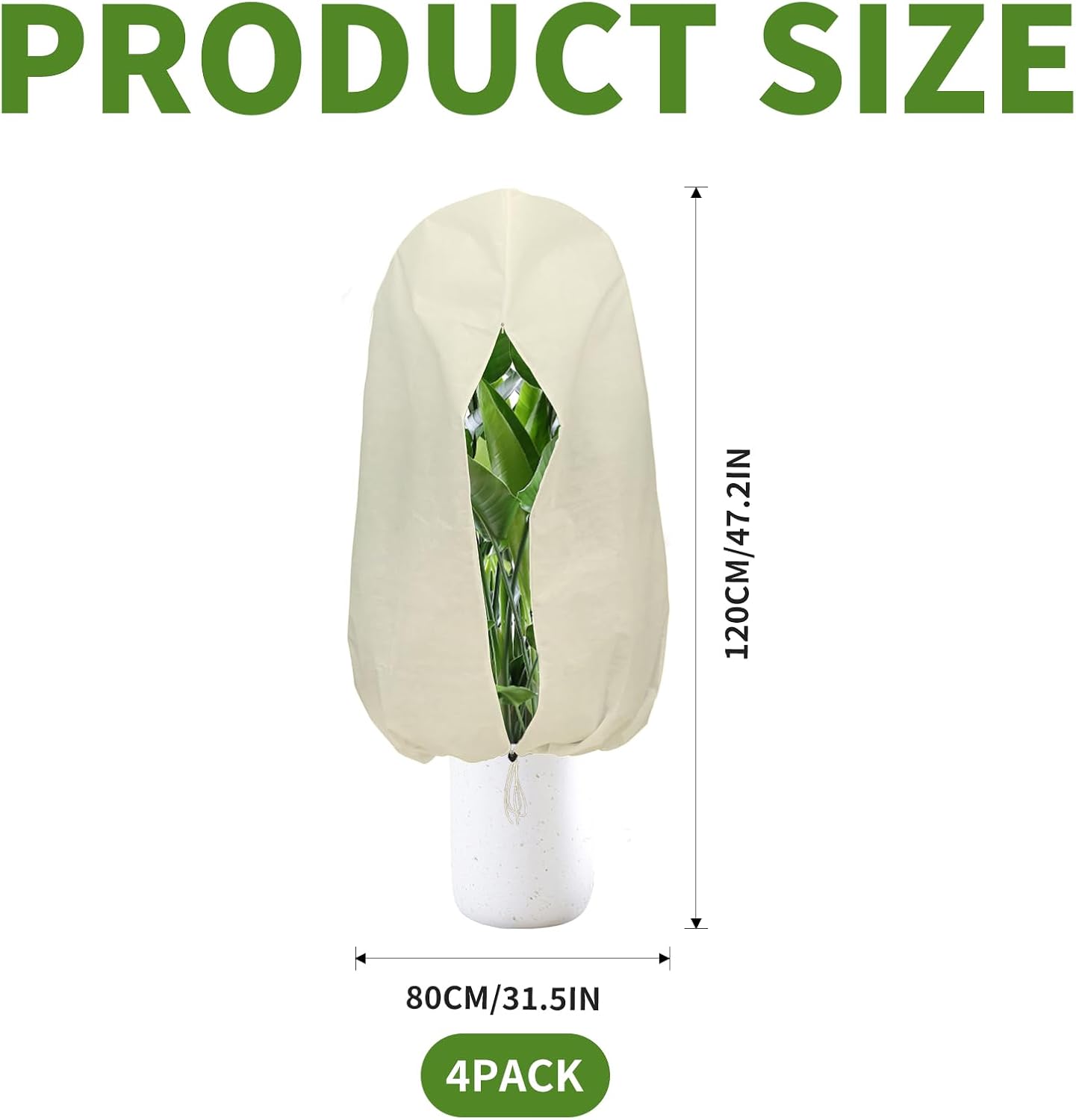 Plant Covers Freeze Protection – 2 Packs 47.2" x 70.8" Thickened Plant Frost Protection Covers, Heavy Duty Winter Plant Covers with Zipper & Drawstring, Reliable Freeze Protection for Outdoor Plants