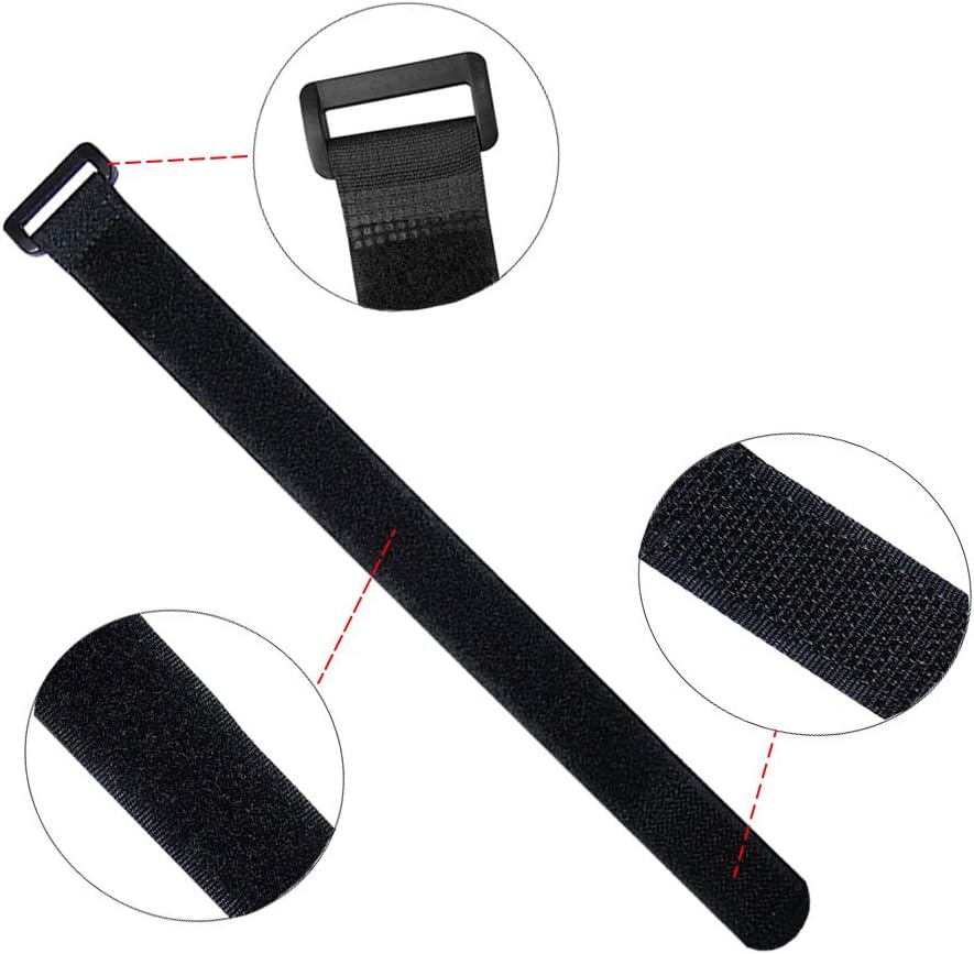 20 Pieces Black Cable Straps Set, Hook and Loop Cable Ties (20, 30, 40 cm)