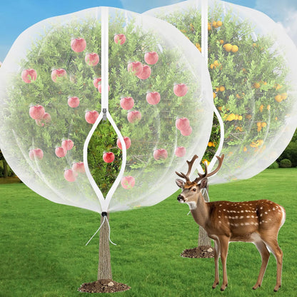 Fruit Tree Netting for Cicadas - with 2Pcs 6Ftx5.3Ft Zipper&Drawstring Protection for Your Fruit Trees Garden Bird Netting Covers Blueberry Bush Tomato Bug Plant Protection Cherry Apple Tree