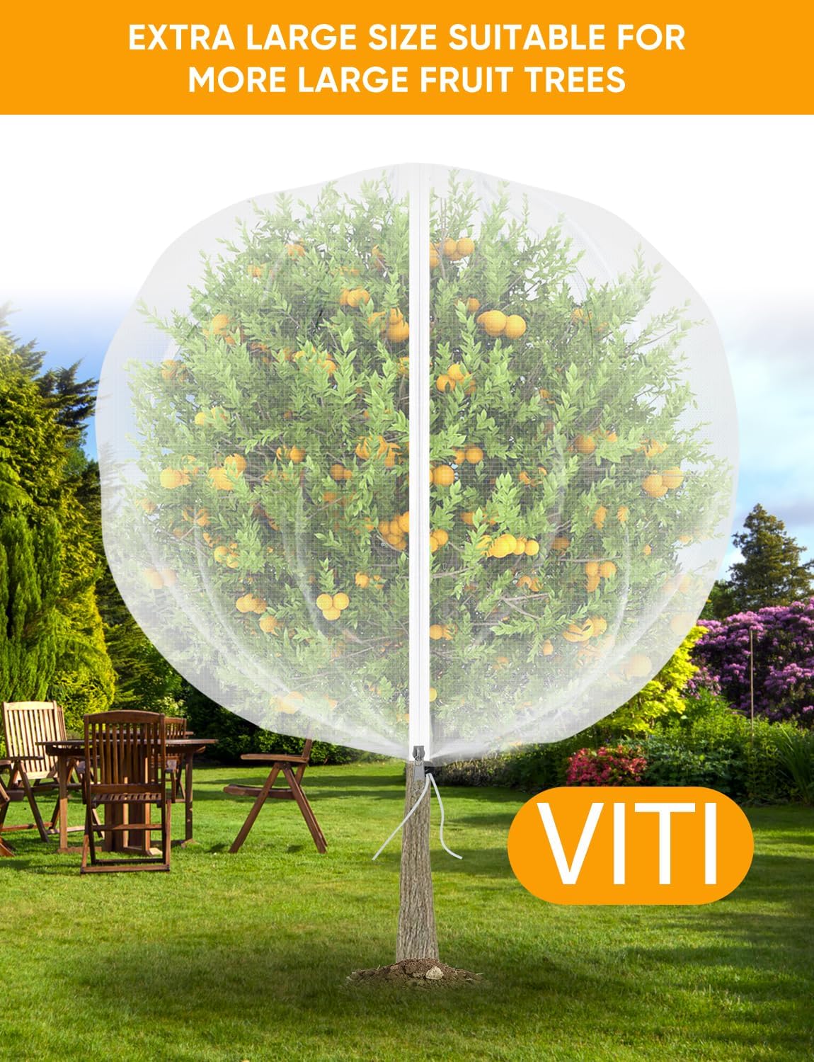 Fruit Tree Netting for Cicadas - with 2Pcs 6Ftx5.3Ft Zipper&Drawstring Protection for Your Fruit Trees Garden Bird Netting Covers Blueberry Bush Tomato Bug Plant Protection Cherry Apple Tree